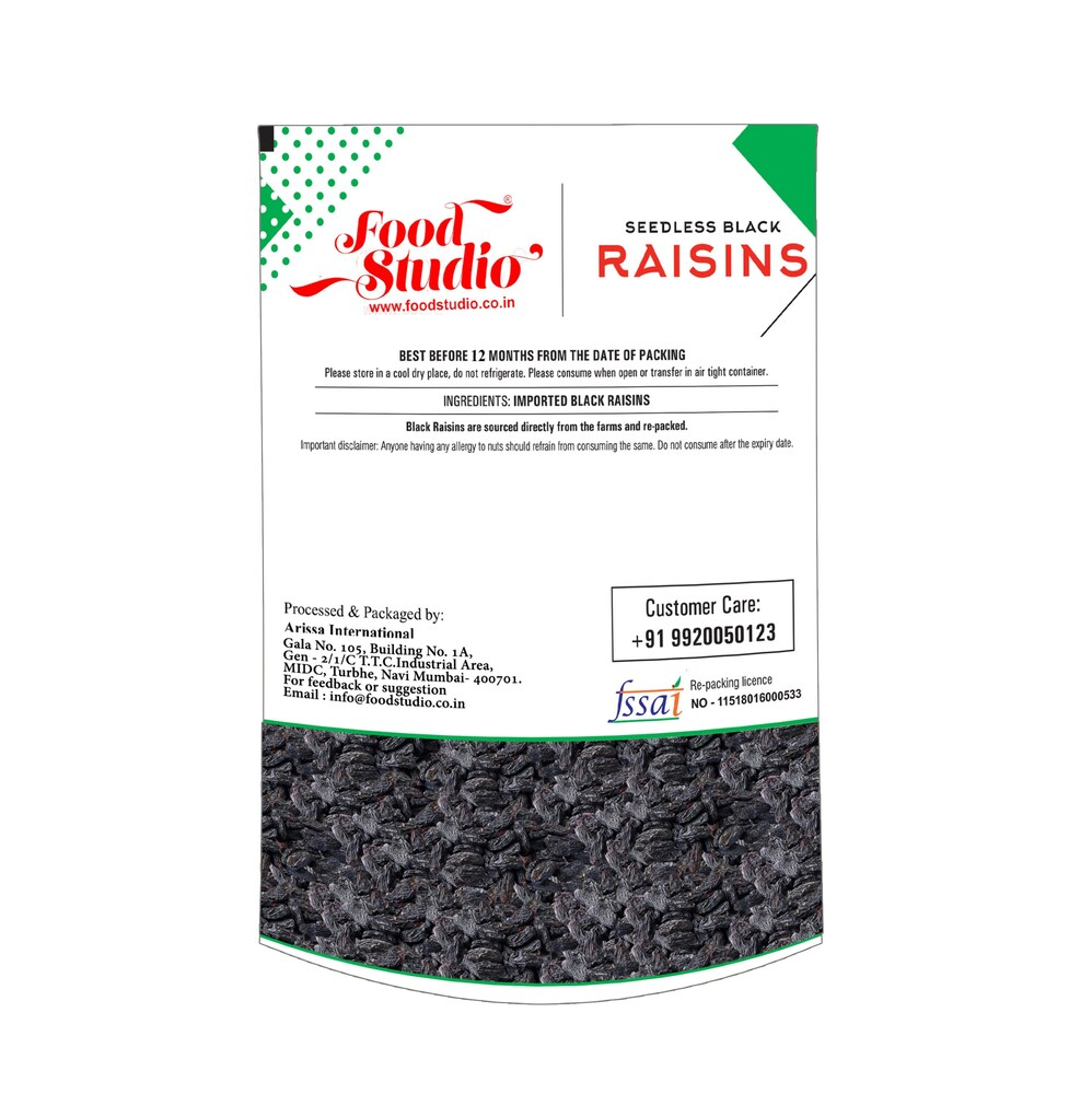 Food Studio Black Raisins 250gm - Image 2